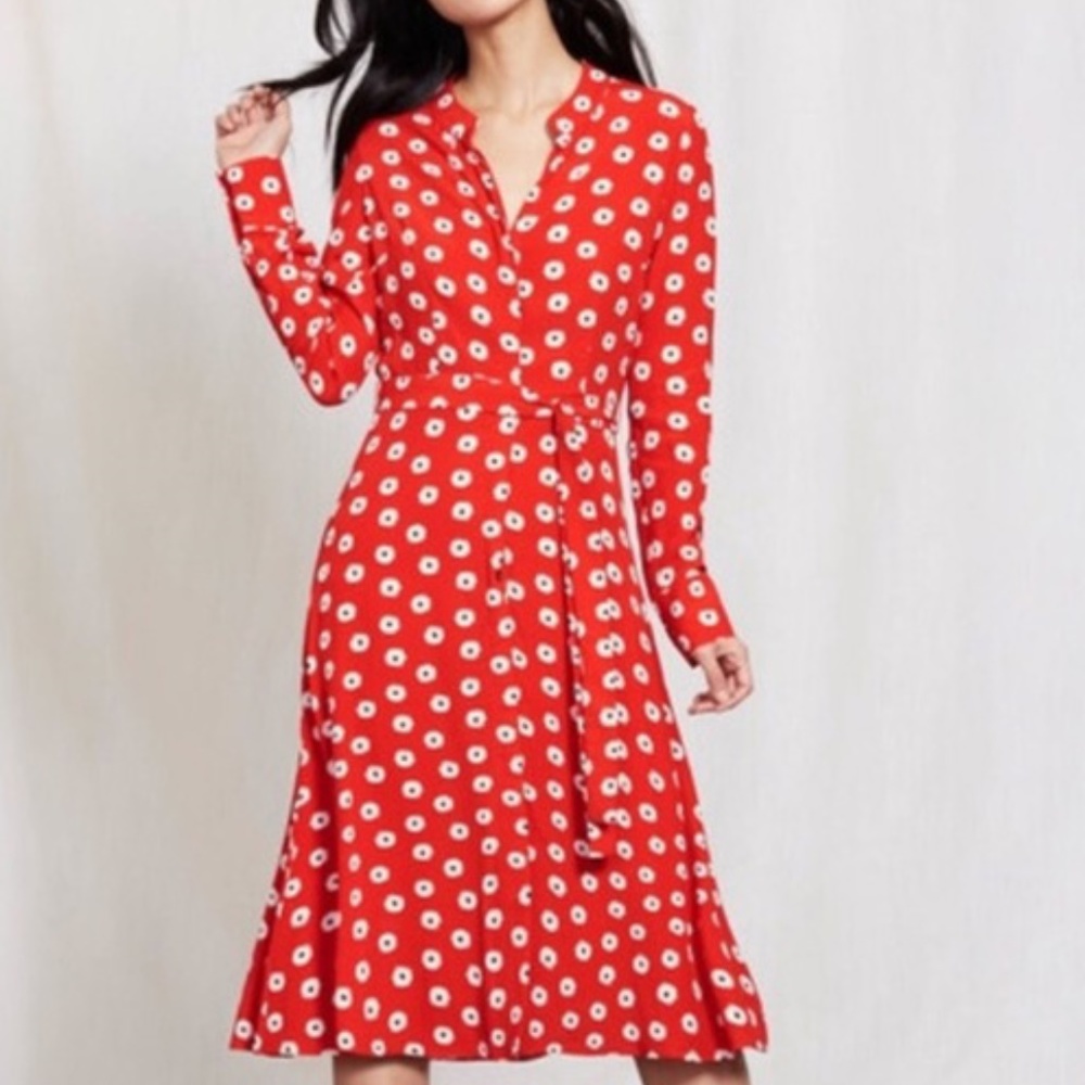 Boden Red and White Polka Dot Dress US 8